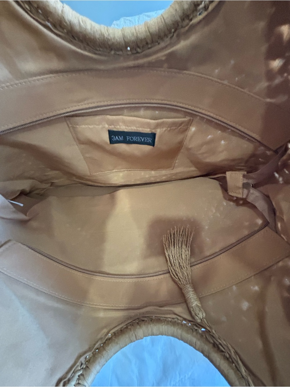 Raffia Woven Round Handle Tassel Tote - Picture 2 of 3
